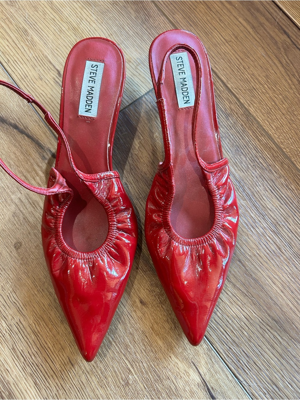 Steve Madden Red Patent Pointed Slingback Pumps